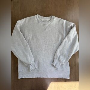 Aritzia Sweatfleece Boyfriend Crew Neck – Size Small, Heather Cloud White